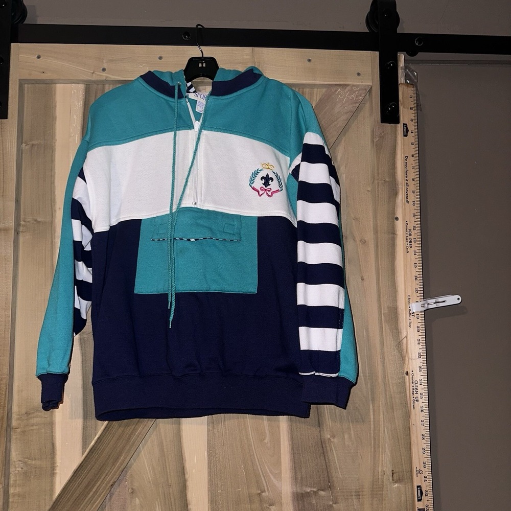 Vintage Women's Size M 10/12 American Sportif Striped Colorblock Sweatshirt